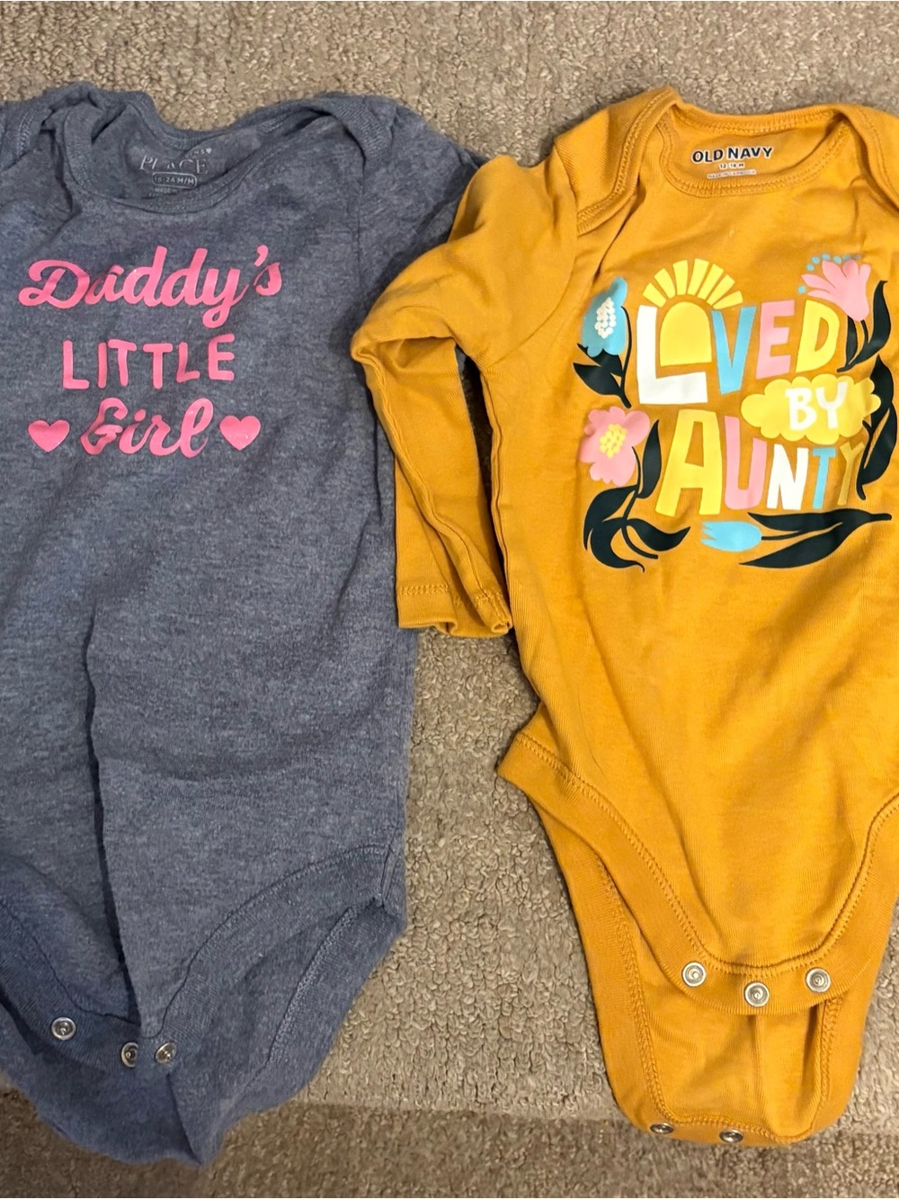 Free with any purchase - Old Navy Loved By Aunty Mustard Yellow Baby One-Piece